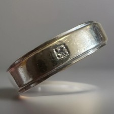 QUALITY Mens Gents DIAMOND 6mm Wide 925 Sterling Silver Wedding Band Ring Size Y