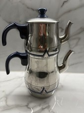Yildiz  TURKISH 2 TIER TEAPOT ÇAUDANLIK STAINLESS STEEL MODERN HEAVY DUTY LARGE