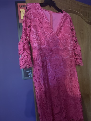 Pink laced dress - pink,