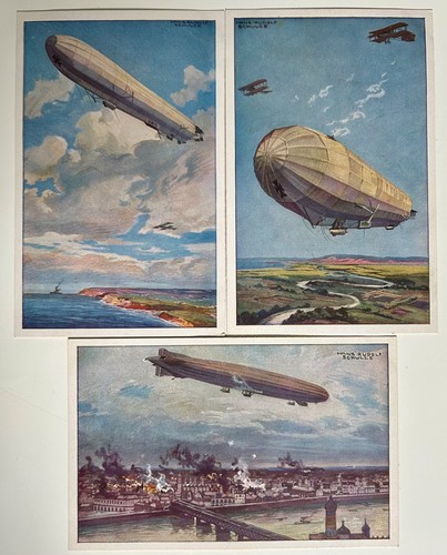 Artist postcard zeppelin - 3x,