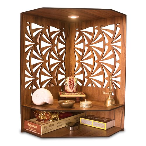 Corner wooden pooja mandir - corner,