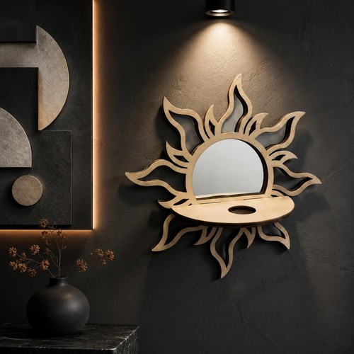 Wooden cumulus mirror - wooden,