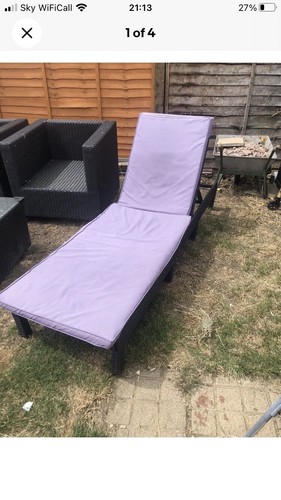 Black rattan sunlounger sun - black,