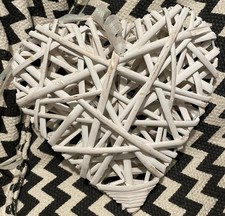 White Wicker Heart Hanging