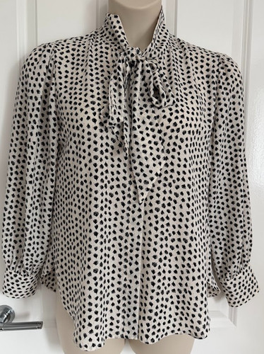 Ivory mix pussybow blouse - m&s,