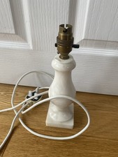 Vintage Genuine Alabaster Lamp Marble White Tested Working Uk Plug