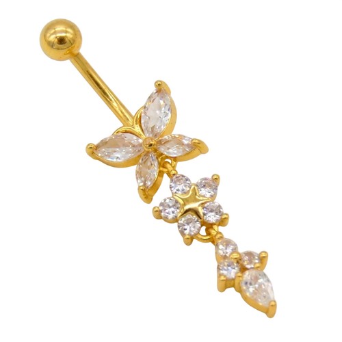 Butterfly gold dangle navel - gold,