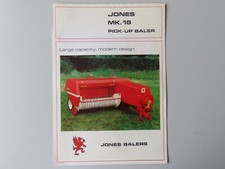 1973 Jones Mk.18 Baler Dealership Advert Sheet, Vintage Farm Tractor Brochure
