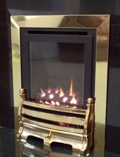 GAS FIRE BRASS SLIDE CONTROL SLIMLINE HIGH EFFICIENCY 86% INSET GLASS FRONT