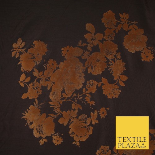 Brown large floral motif - brown,