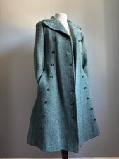 Vintage YOUNG JAEGER WOOL COAT 12 13 years UK 4 6 trench teal fit flare military