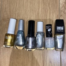 Job Lot Silver, Grey & Gold Nail Polishes Varnishes  Bundle