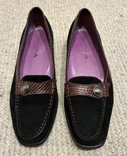 Black Suede Gardenia Ladies Shoes, 37 1/2 made in Italy