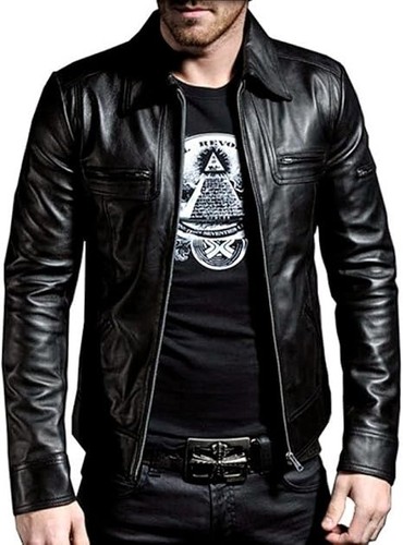 Men black real lambskin - black,