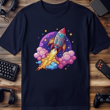 Pixel 60 Rocket Ship T-shirt Gaming and Geeky T-Shirt
