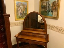 Antique dressing table with detachable mirror, a pair of matching side tables.
