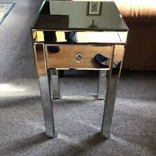 Vintage Bedside Lamp End Mirrored Table  Bevelled Glass On All Sides Retro