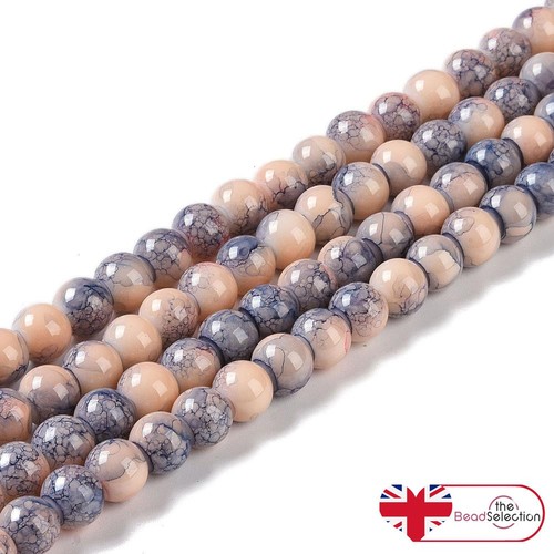 Marbled glass beads - 200x, 6mm