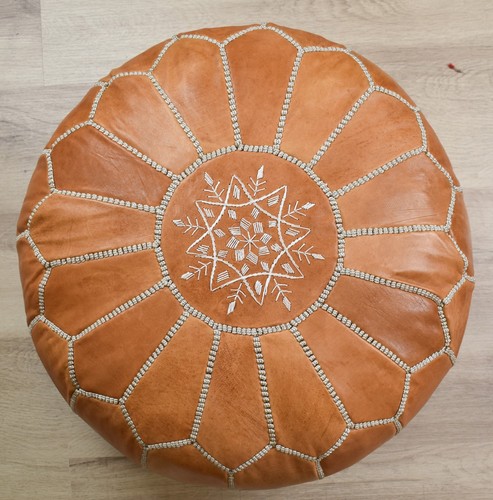 Moroccan soft leather pouf - moroccan,