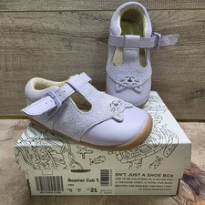 Clarks Girls Shoes Infant Roamer Club T Lilac Cat Leather Pre-Walker Uk 5 NEW