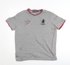 Santa Monica Polo Club Men's Grey L Graphic Embroidered T-Shirt