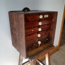 Vintage early 20th century oak and board 5 drawer cabinet bakelite handles