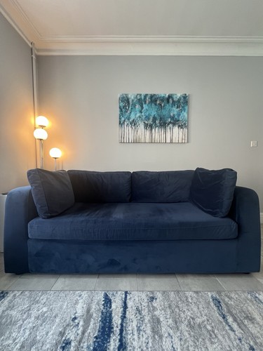 Made navy blue velvet sofa - navy,