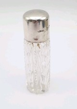 Antique Edwardian Perfume Bottle Small Cut Glass Hallmarked 1905 Silver Screw 