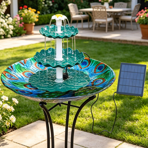 Solar garden bird bath - solar,