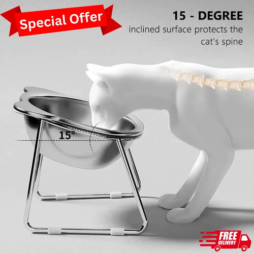 Raised cat bowl - cat,