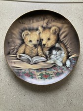 Franklin Mint Heirloom Teddy Bear Plate Bedtime Story Sue Willis 22 Carat Gold