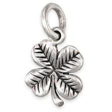 Solid Sterling Silver Four Leaf Clover Lucky Shamrock Pendant Charm (Handmade UK