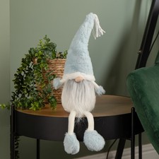 48cm Pastel Blue Plush Sitting Christmas Gonk with Dangly Legs Decoration
