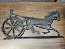 Vintage Racing Horse Sulky Buggy Cast Iron Wall Art Decor