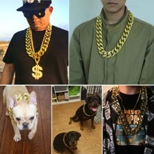 Big Chunky Necklace Rapper Fake Gold Chain Costume Performance Props Jewelry