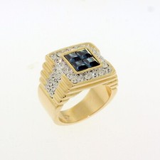 Mens gold ring blue - , sapphire