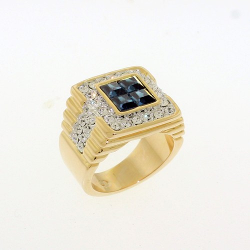 Mens gold ring blue - , sapphire