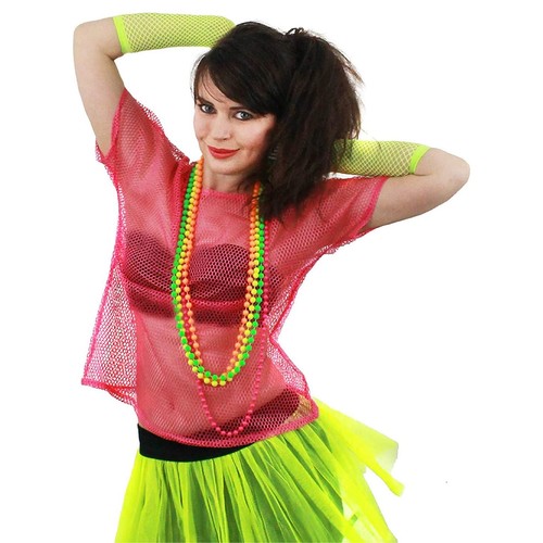 Pink 80s mesh top neon - pink,