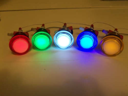 Led lit arcade push - push, buttons