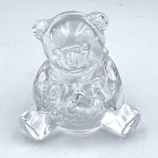 AVON Lead Crystal miniature Bear with Flowets 1994 Collectable Approx. 2.5" NIB