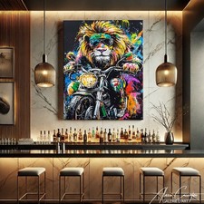 Motorcycle Lion Canvas Wall