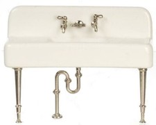 Dolls House Miniature Unassembled 1:12 Porcelain Chrome Victorian Kitchen Sink