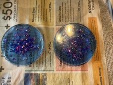 2 x Blue & Pink Resin Coasters