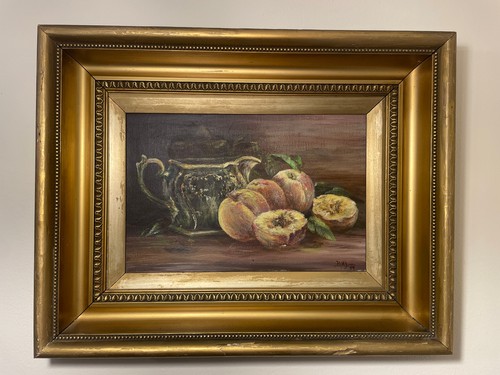 Antique 1877 victorian oil - an,