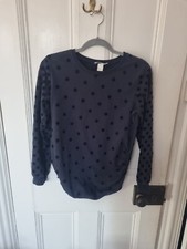 H&M Mama Jumper Maternity Navy Blue Velvet Polka-dot Size S