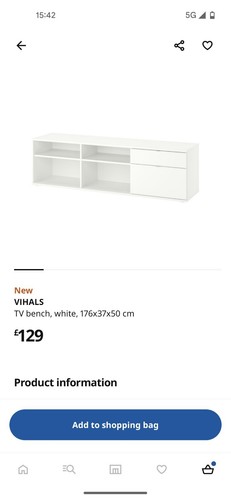 Ikea bench white high - tv,