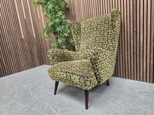 Designer Label Alma Mid Century Modern High Wing Back Chair In Spring Stem