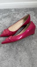 LK Bennett Pink Leather Pointed Low Heel Wedges Court Shoes Heels Size 4 / 37