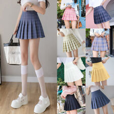Women High Waist Pleated Plaid Casual Tennis Style Girl Mini Skirts Skater Skirt