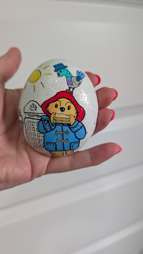Hand painted pebble paddington - painted,